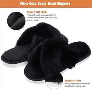 Black Fuzzy Slippers